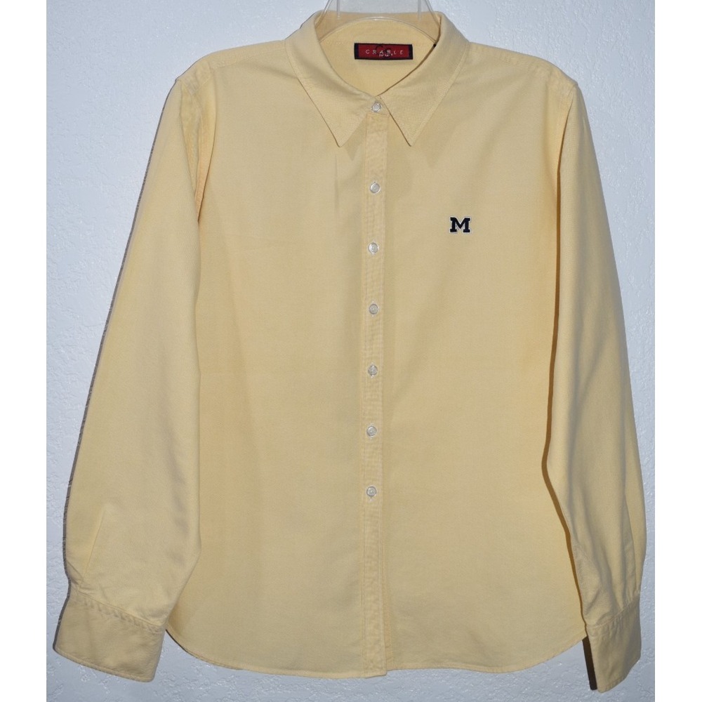 Vtg Michigan Wolverines Women XL Button‎ Front Long Slv Shirt Crable Sportswear